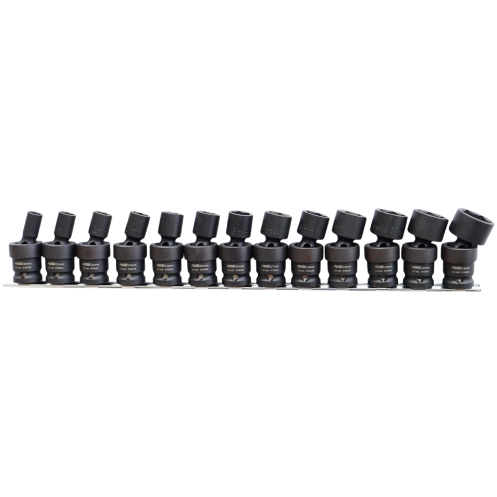 Conjunto de Chaves de Caixa de Impacto Articuladas 1/2", 10–24 mm – 13 Peças