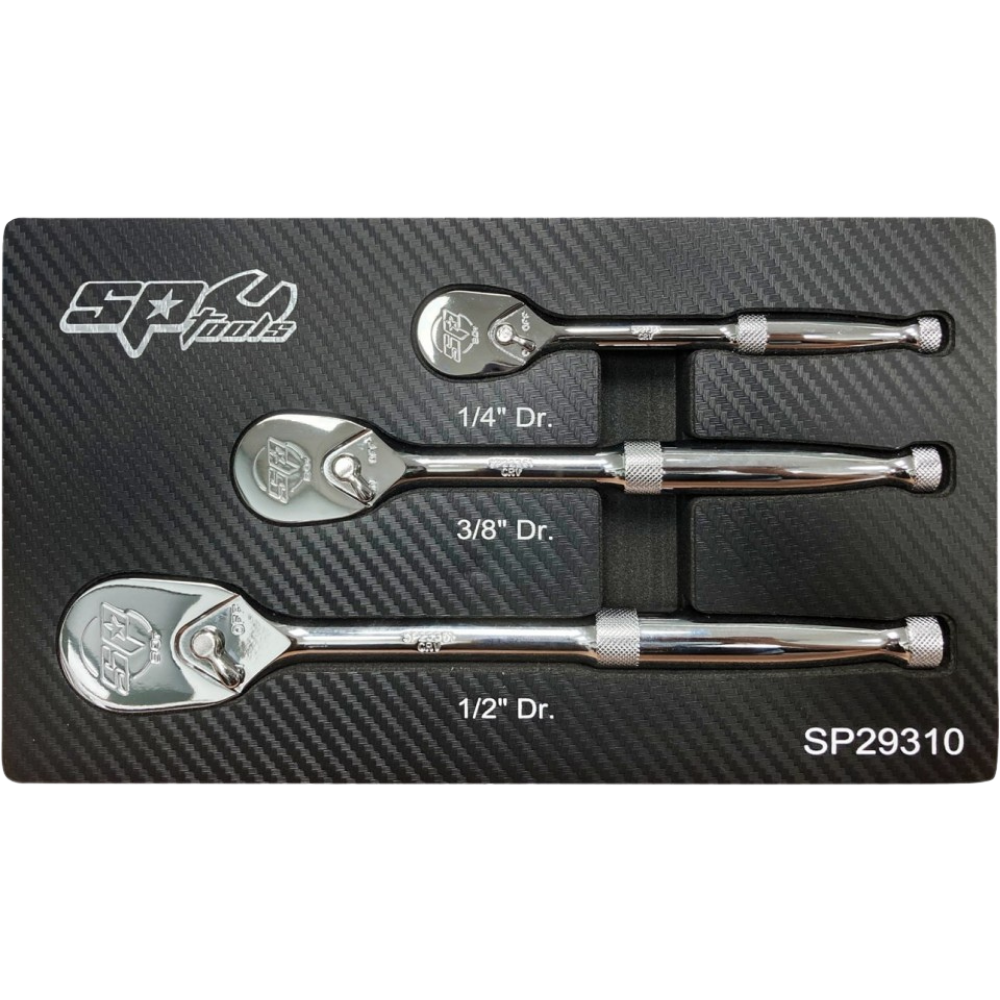 [SP29310] 90T Sealed Head Ratchet Set – 1/4", 3/8" & 1/2" – 3 Pieces